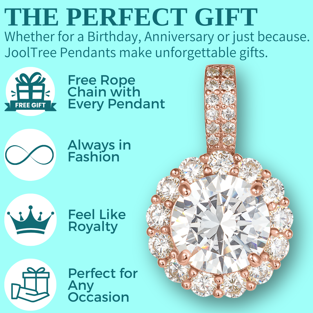 Round Brilliant Cut Pendant - 1 Halo