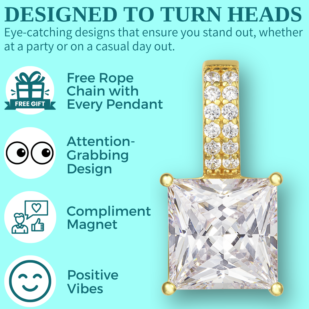 Princess Cut Pendant - Plain