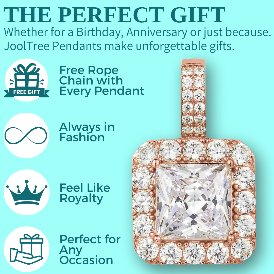 Princess Cut Pendant - 1 Halo