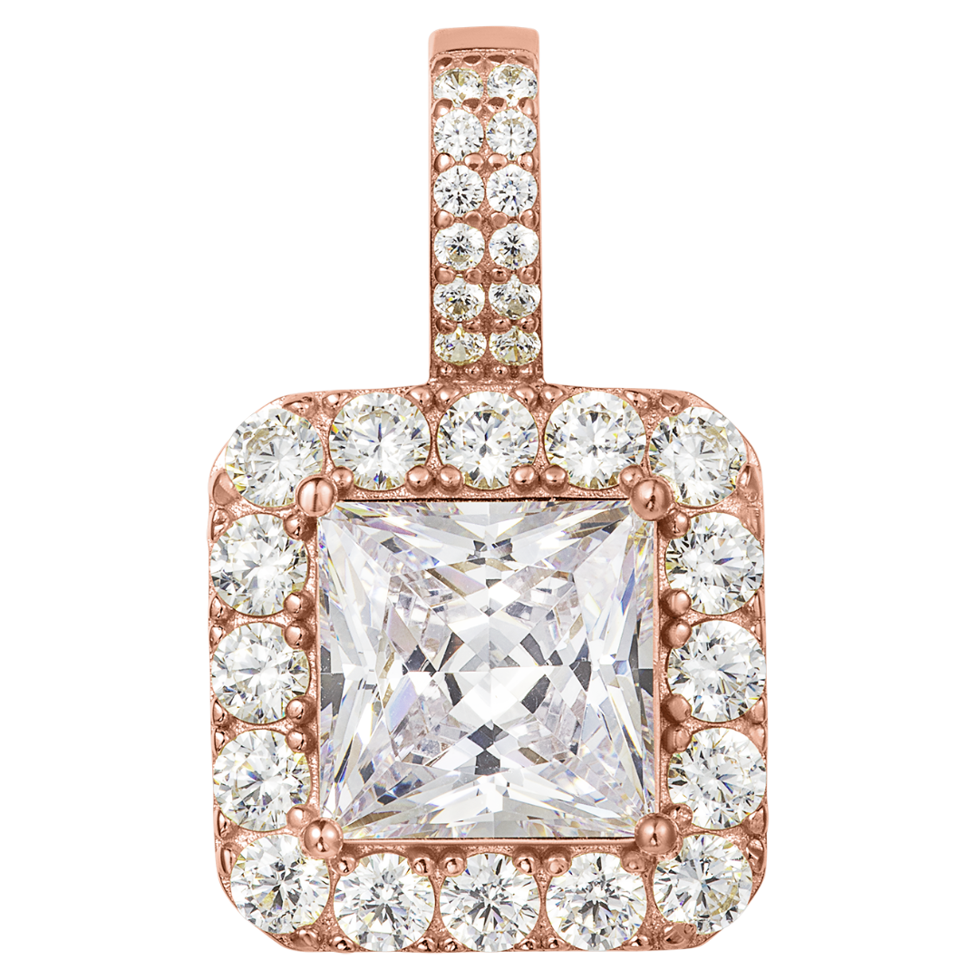 Princess Cut Pendant - 1 Halo