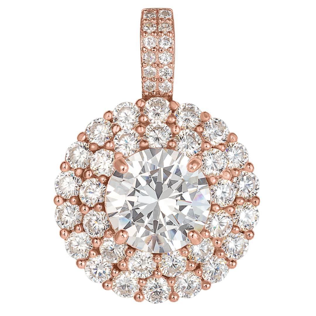 Round Brilliant Cut Pendant - 2 Halo's