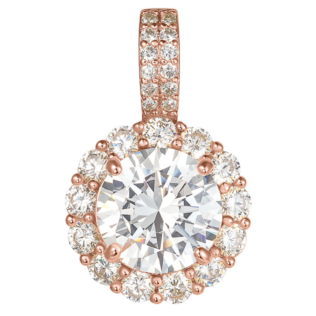 Round Brilliant Cut Pendant - 1 Halo