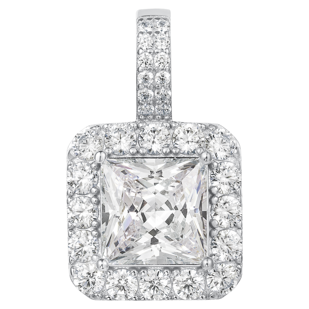Princess Cut Pendant - 1 Halo