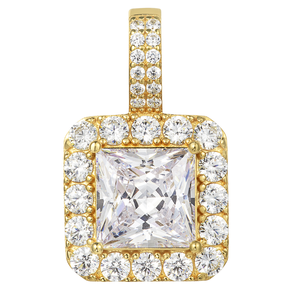 Princess Cut Pendant - 1 Halo