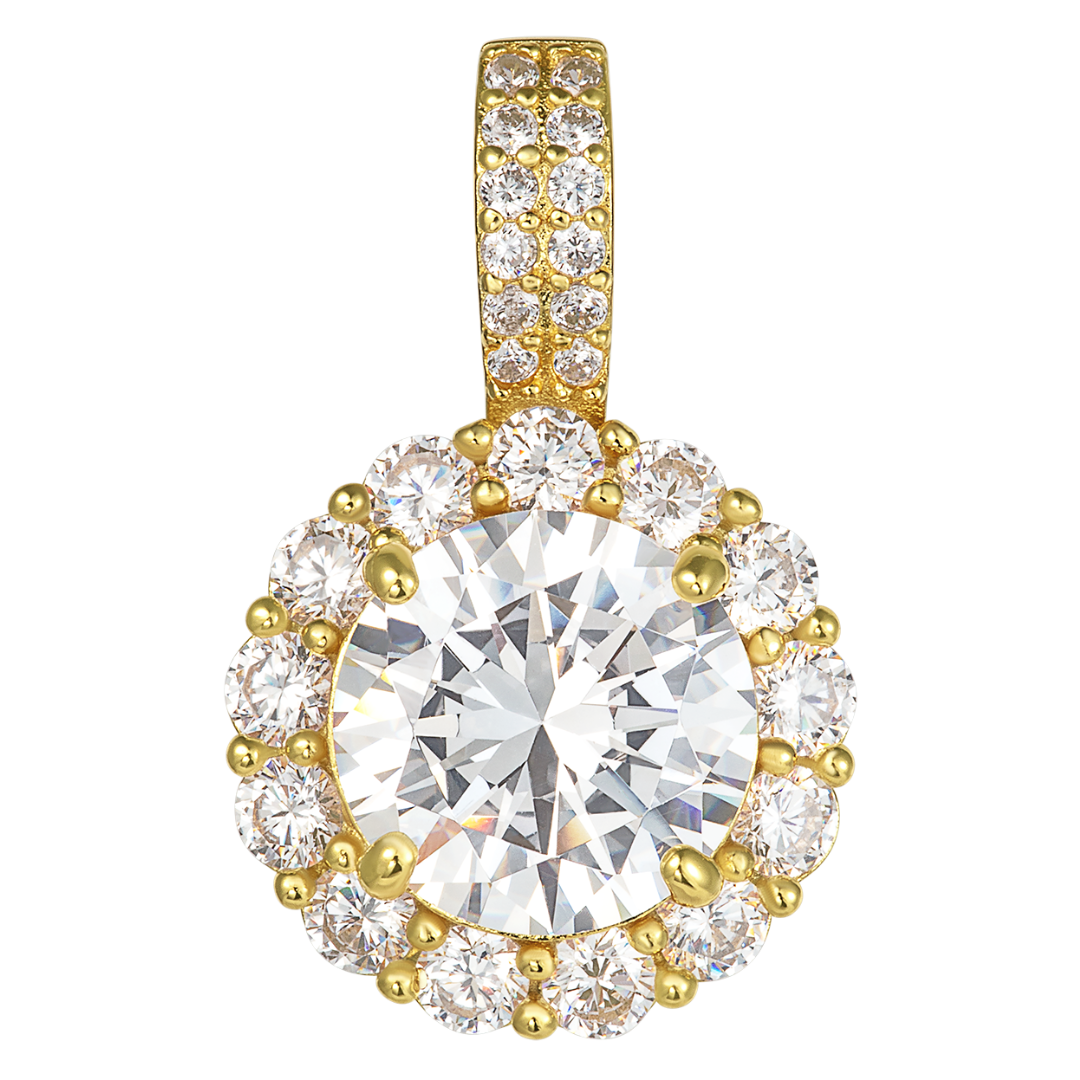 Round Brilliant Cut Pendant - 1 Halo