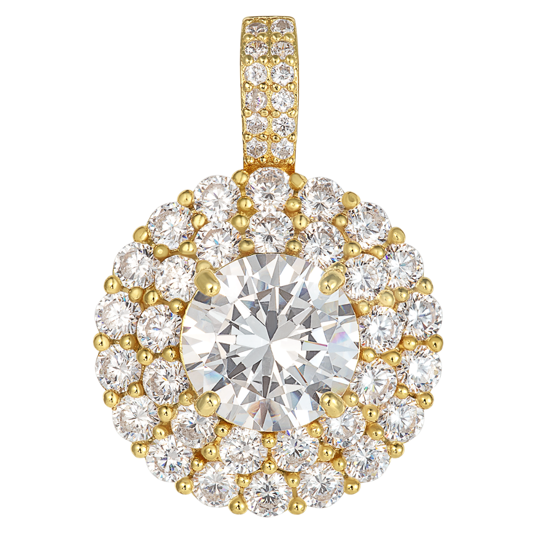Round Brilliant Cut Pendant - 2 Halo's