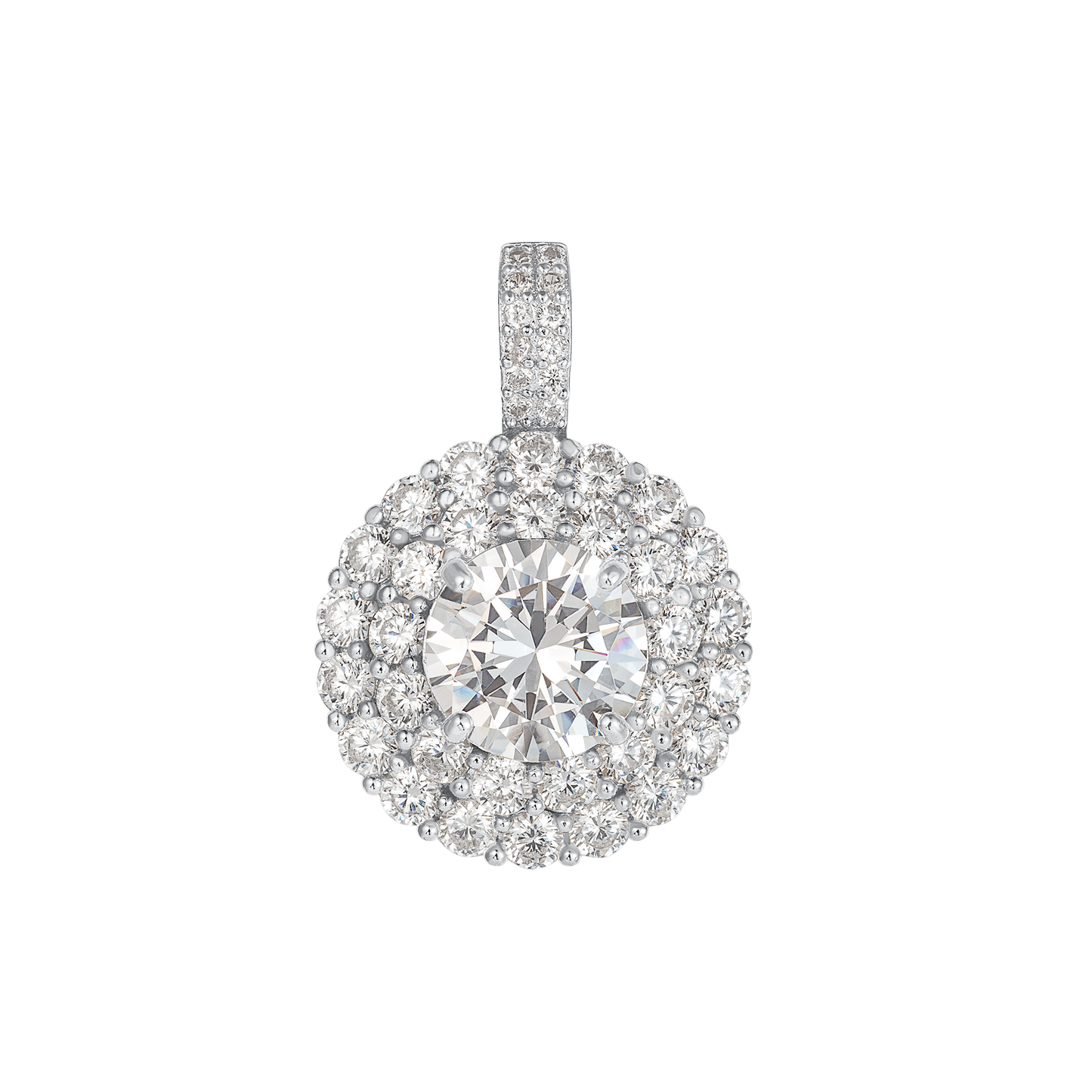 Round Brilliant Cut Pendant - Double Halo