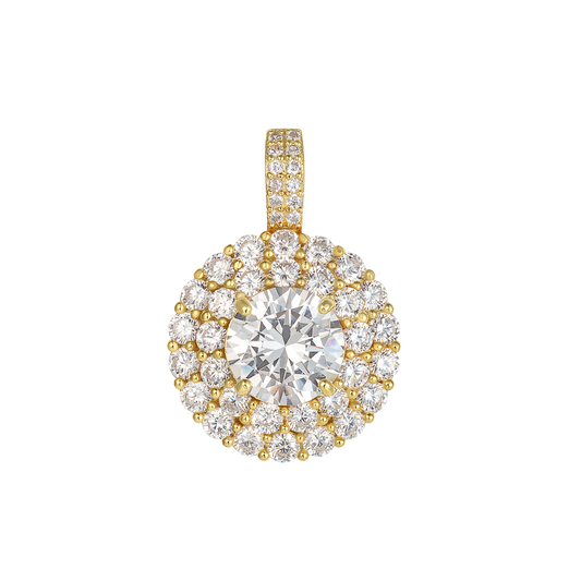 Round Brilliant Cut Pendant - Double Halo