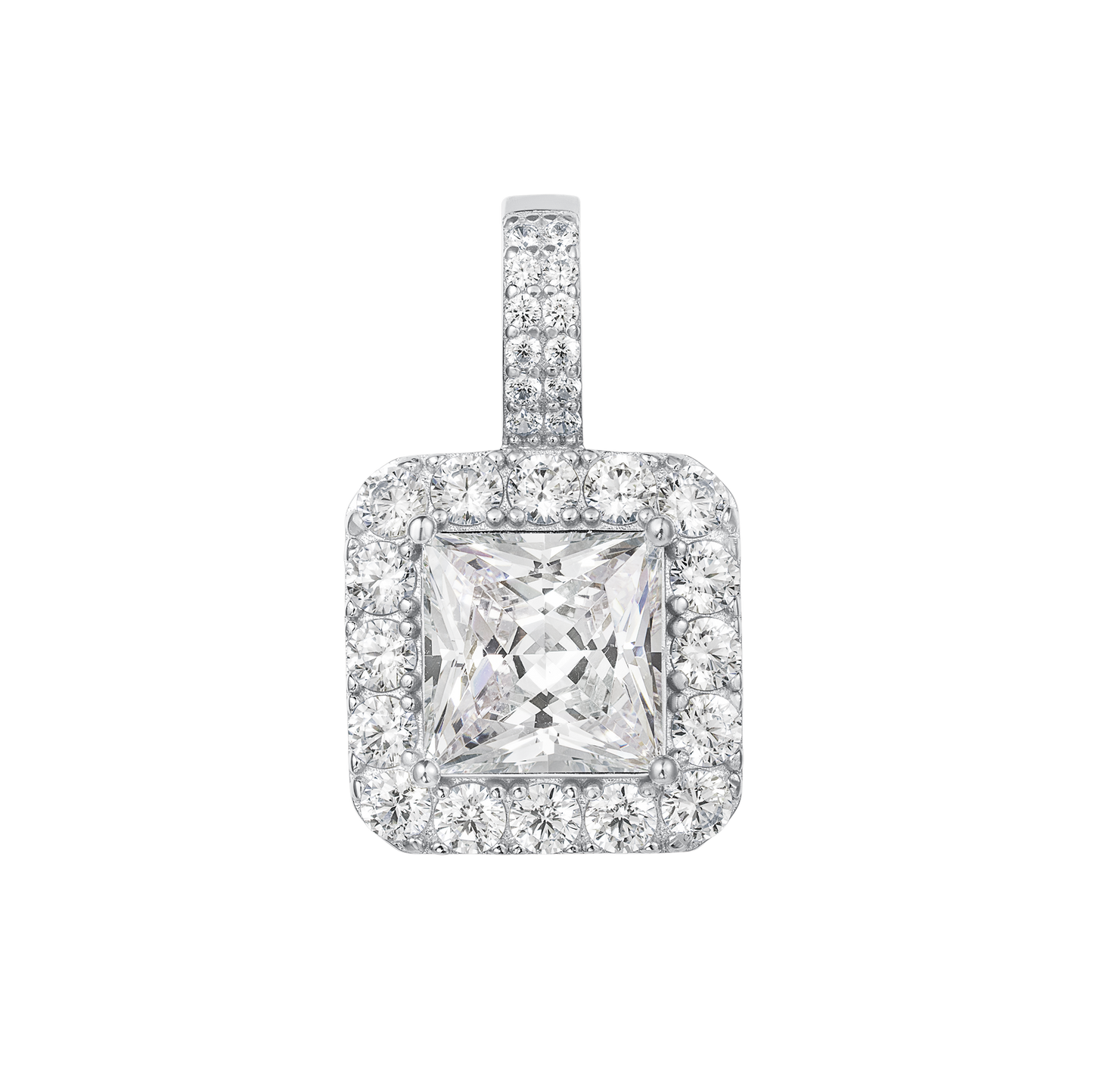 Princess Cut Pendant - Single Halo