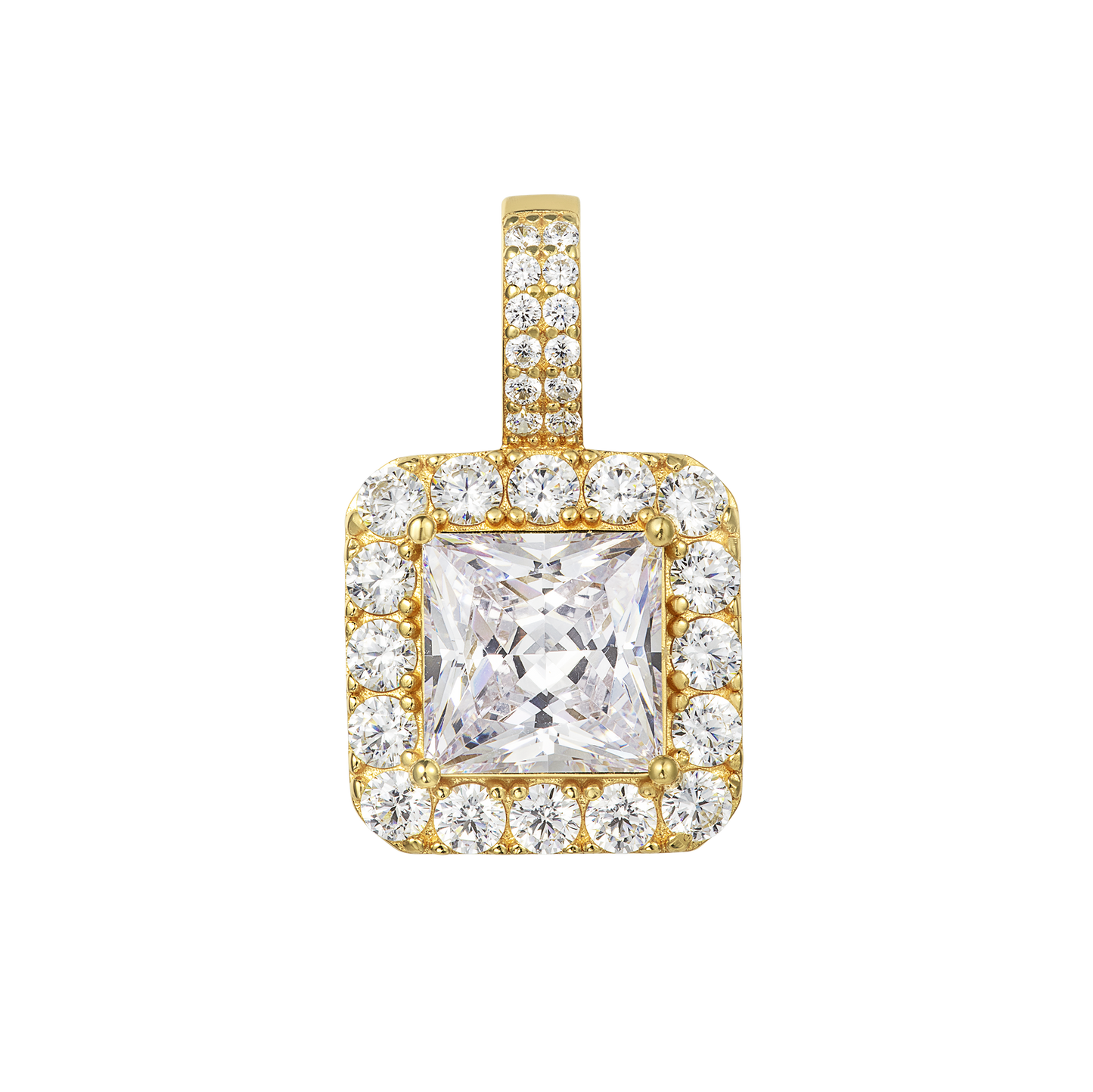 Princess Cut Pendant - Single Halo