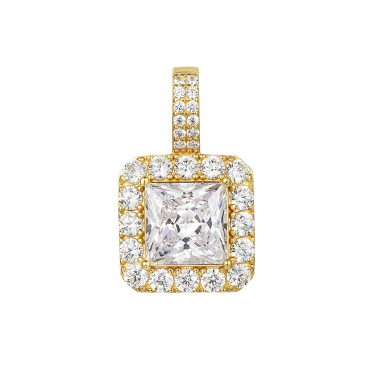 Princess Cut Pendant - Single Halo